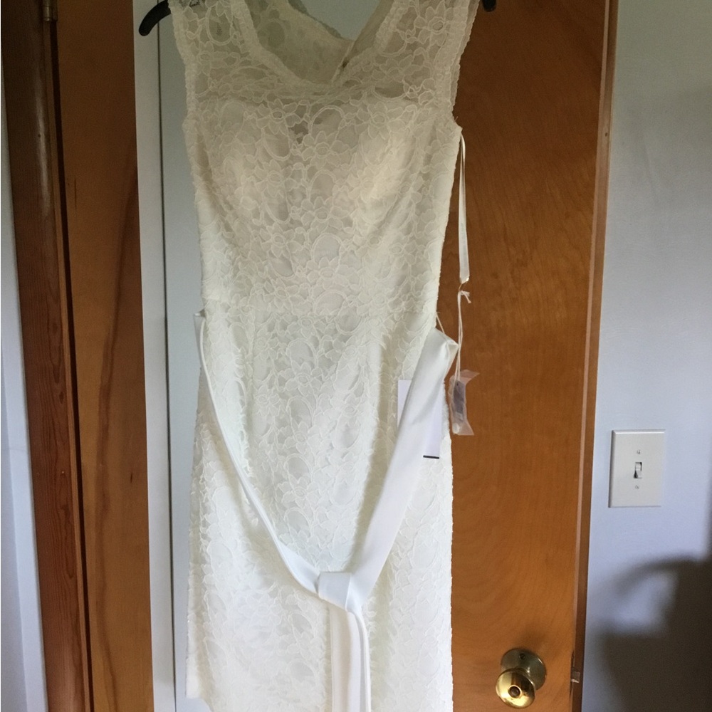 Mori Lee Cream Sheath White Dress